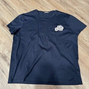 Moncler Navy Short Sleeve Double Logo Patch Tee